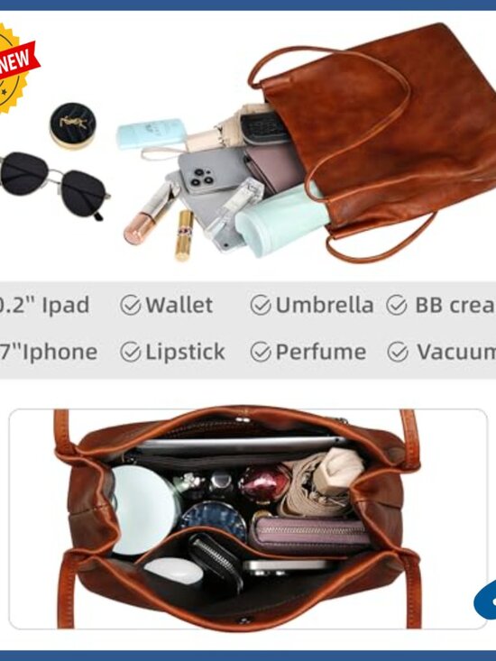 Tgbvmt Trendy Ladies Leather Shoulder Tote Bag, Vintage Bucket Purse for Work & Everyday